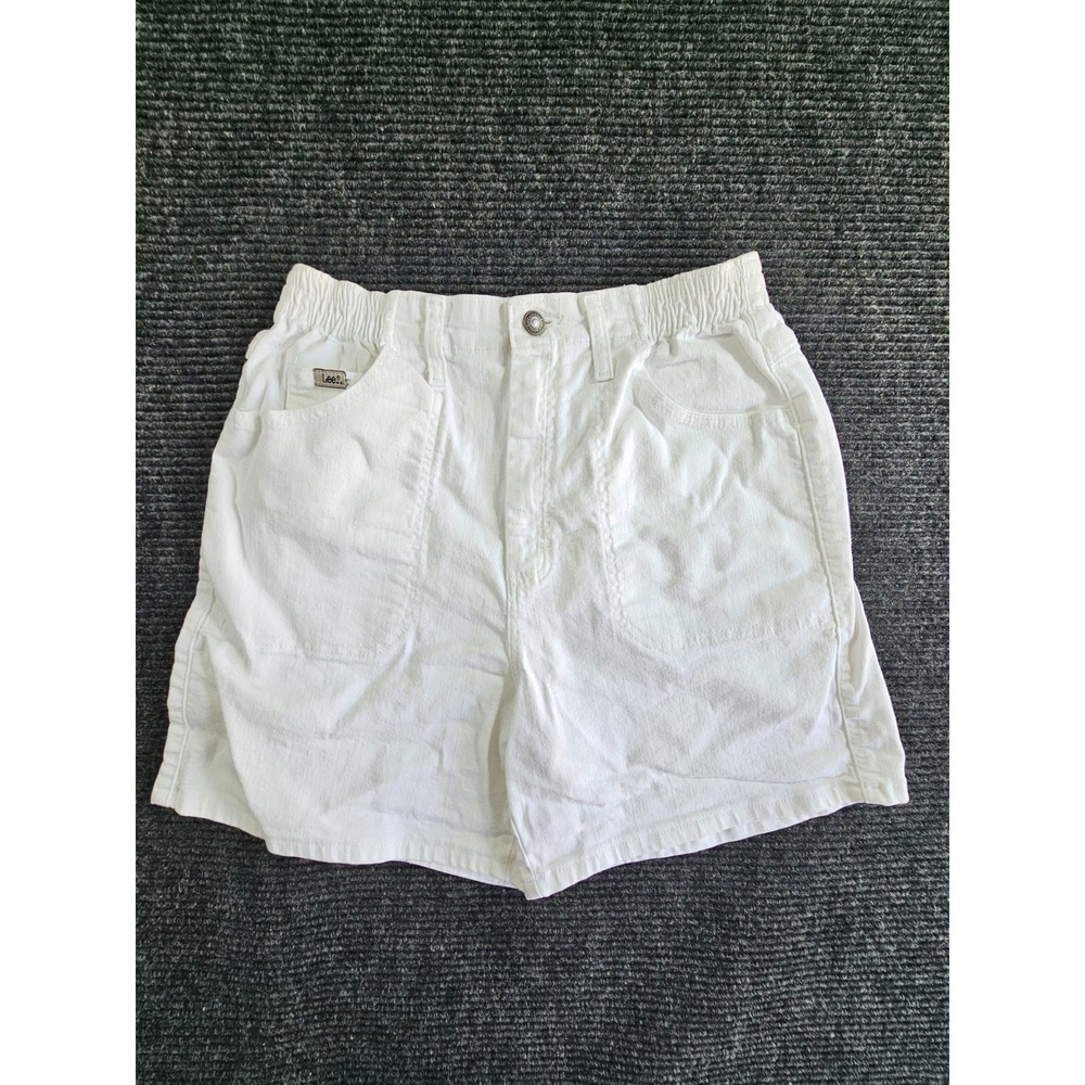 Lee At The Waist Shorts Womens S White Flat Front Elastic Waist Bermuda Denim
